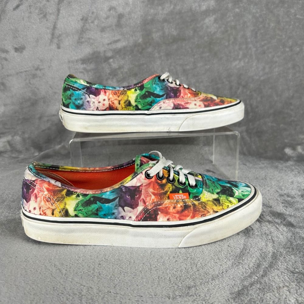 Vans Authentic ASPCA Cat Collage Multi Color Canvas Sneakers Womens 9 Mens 7.5